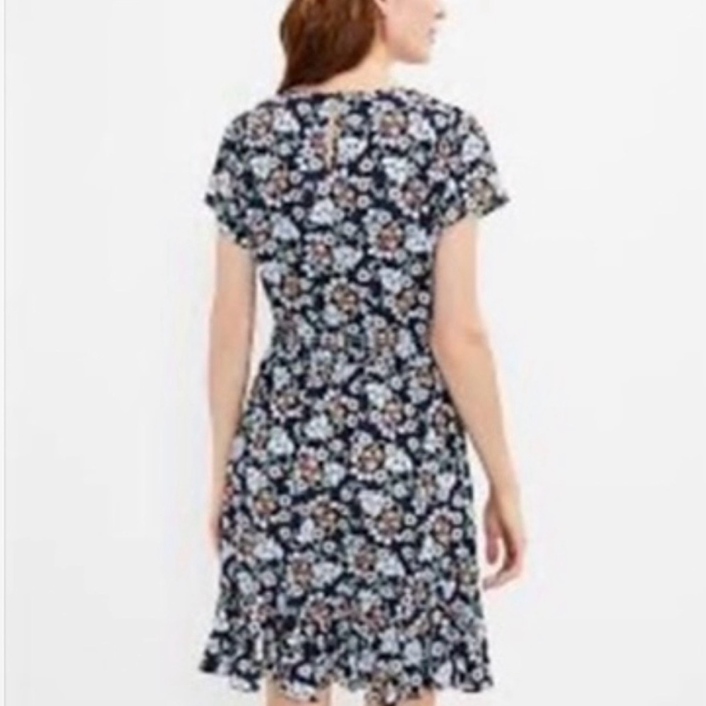 LOFT Vivid Navy Blue Floral Midi Dress - So striking!  Size Medium - Picture 9 of 11